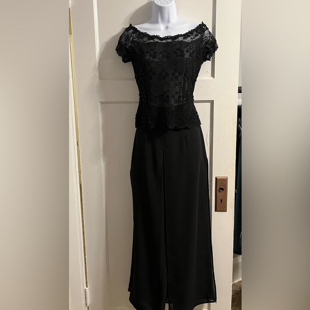 Vintage Set Palazzo Pant w/ Sequined Lace Top Set